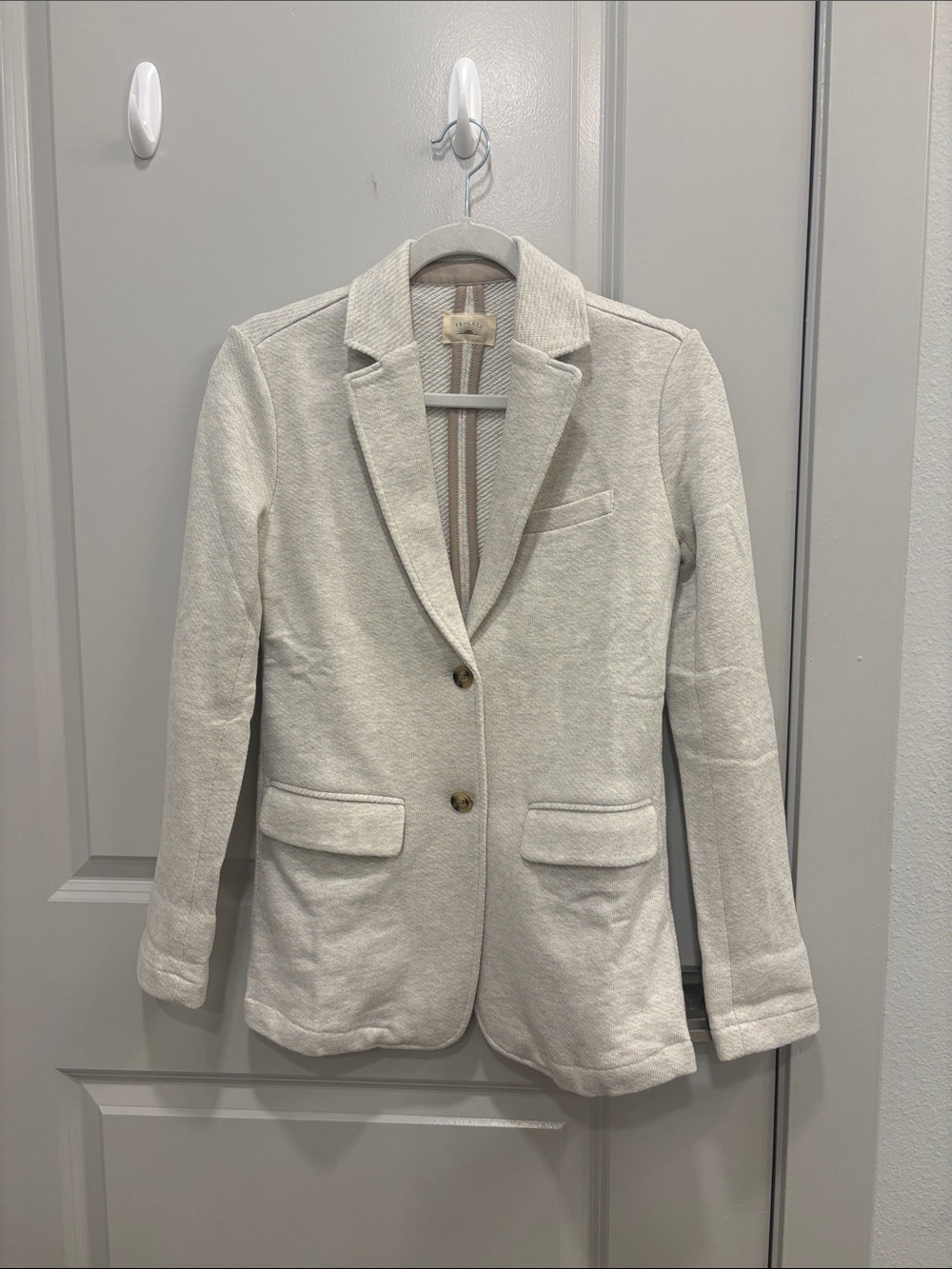 Faherty Cream Textured Notch-Lapel Blazer